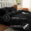 imageSasttie Fluffy Duvet Cover Queen Size Shaggy Queen Duvet Cover Fuzzy Faux Fur and Velvet Duvet Cover Set with Zipper Closure and Corner Ties  1 Duvet Cover and 2 Pillowcases PinkBlack