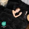 imageSasttie Fluffy Duvet Cover Queen Size Shaggy Queen Duvet Cover Fuzzy Faux Fur and Velvet Duvet Cover Set with Zipper Closure and Corner Ties  1 Duvet Cover and 2 Pillowcases PinkBlack