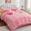 imageSasttie Fluffy Duvet Cover Queen Size Shaggy Queen Duvet Cover Fuzzy Faux Fur and Velvet Duvet Cover Set with Zipper Closure and Corner Ties  1 Duvet Cover and 2 Pillowcases PinkPink