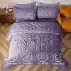 imageSasttie Queen Comforter Set 7Piece Bed in a Bag Pintuck Bedding Sets for All Season Includes Comforter Flat Sheet Fitted Sheet Pillowcases and Pillowshams Purple