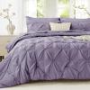 imageSasttie Queen Comforter Set 7Piece Bed in a Bag Pintuck Bedding Sets for All Season Includes Comforter Flat Sheet Fitted Sheet Pillowcases and Pillowshams Purple