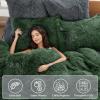 imageSasttie 3Piece Fluffy Duvet Cover Queen Ultra Soft Faux Fur and Velvet Beige Comforter Cover Luxury Fuzzy Bedding Sets for Winter Bed Includes 1 Duvet Cover and 2 Pillowcases No ComforterSage Green
