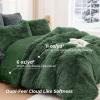 imageSasttie 3Piece Fluffy Duvet Cover Queen Ultra Soft Faux Fur and Velvet Beige Comforter Cover Luxury Fuzzy Bedding Sets for Winter Bed Includes 1 Duvet Cover and 2 Pillowcases No ComforterSage Green