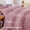 imageSasttie 3Piece Fluffy Duvet Cover Queen Ultra Soft Faux Fur and Velvet Beige Comforter Cover Luxury Fuzzy Bedding Sets for Winter Bed Includes 1 Duvet Cover and 2 Pillowcases No ComforterDusty Rose