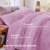 imageSasttie 3Piece Fluffy Duvet Cover Queen Ultra Soft Faux Fur and Velvet Beige Comforter Cover Luxury Fuzzy Bedding Sets for Winter Bed Includes 1 Duvet Cover and 2 Pillowcases No ComforterLight Purple