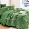 imageSasttie 3Piece Fluffy Duvet Cover Queen Ultra Soft Faux Fur and Velvet Beige Comforter Cover Luxury Fuzzy Bedding Sets for Winter Bed Includes 1 Duvet Cover and 2 Pillowcases No ComforterDusty Green