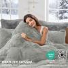 imageSasttie 3Piece Fluffy Duvet Cover Queen Ultra Soft Faux Fur and Velvet Beige Comforter Cover Luxury Fuzzy Bedding Sets for Winter Bed Includes 1 Duvet Cover and 2 Pillowcases No ComforterLight Grey