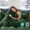 imageSasttie 3Piece Fluffy Duvet Cover Queen Ultra Soft Faux Fur and Velvet Beige Comforter Cover Luxury Fuzzy Bedding Sets for Winter Bed Includes 1 Duvet Cover and 2 Pillowcases No ComforterSage Green
