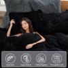 imageSasttie 3Piece Fluffy Duvet Cover Queen Ultra Soft Faux Fur and Velvet Beige Comforter Cover Luxury Fuzzy Bedding Sets for Winter Bed Includes 1 Duvet Cover and 2 Pillowcases No ComforterBlack