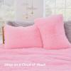imageSasttie 3Piece Fluffy Duvet Cover Queen Ultra Soft Faux Fur and Velvet Beige Comforter Cover Luxury Fuzzy Bedding Sets for Winter Bed Includes 1 Duvet Cover and 2 Pillowcases No ComforterPink