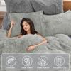 imageSasttie 3Piece Fluffy Duvet Cover Queen Ultra Soft Faux Fur and Velvet Beige Comforter Cover Luxury Fuzzy Bedding Sets for Winter Bed Includes 1 Duvet Cover and 2 Pillowcases No ComforterLight Grey