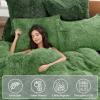imageSasttie 3Piece Fluffy Duvet Cover Queen Ultra Soft Faux Fur and Velvet Beige Comforter Cover Luxury Fuzzy Bedding Sets for Winter Bed Includes 1 Duvet Cover and 2 Pillowcases No ComforterDusty Green