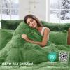 imageSasttie 3Piece Fluffy Duvet Cover Queen Ultra Soft Faux Fur and Velvet Beige Comforter Cover Luxury Fuzzy Bedding Sets for Winter Bed Includes 1 Duvet Cover and 2 Pillowcases No ComforterDusty Green