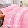 imageSasttie 3Piece Fluffy Duvet Cover Queen Ultra Soft Faux Fur and Velvet Beige Comforter Cover Luxury Fuzzy Bedding Sets for Winter Bed Includes 1 Duvet Cover and 2 Pillowcases No ComforterPink