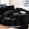imageSasttie 3Piece Fluffy Duvet Cover Queen Ultra Soft Faux Fur and Velvet Beige Comforter Cover Luxury Fuzzy Bedding Sets for Winter Bed Includes 1 Duvet Cover and 2 Pillowcases No ComforterBlack