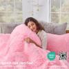 imageSasttie 3Piece Fluffy Duvet Cover Queen Ultra Soft Faux Fur and Velvet Beige Comforter Cover Luxury Fuzzy Bedding Sets for Winter Bed Includes 1 Duvet Cover and 2 Pillowcases No ComforterPink