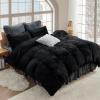 imageSasttie 3Piece Fluffy Duvet Cover Queen Ultra Soft Faux Fur and Velvet Beige Comforter Cover Luxury Fuzzy Bedding Sets for Winter Bed Includes 1 Duvet Cover and 2 Pillowcases No ComforterBlack