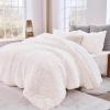 imageSasttie 3Piece Fluffy Duvet Cover Queen Ultra Soft Faux Fur and Velvet Beige Comforter Cover Luxury Fuzzy Bedding Sets for Winter Bed Includes 1 Duvet Cover and 2 Pillowcases No ComforterCream