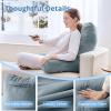 imageSasttie Reading Pillow for Sitting in Bed Adult Back Pillow for Bed Sitting Up Backrest Back Support Chair Pillow College Dorm Essentials for Girls and Boys Greyish Blue StandardBluish Grey