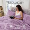 imageSasttie Fluffy Comforter Set TwinTwinXL 2 Pieces  Super Soft ampamp Fuzzy Light Yellow Comforter for Winter Warm Fleece Bedding 1 Luxury Heavy Faux Fur Down Alternative Comforter with 1 Pillow CasePurple