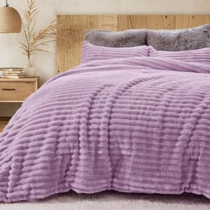 imageSasttie Fluffy Comforter Set TwinTwinXL 2 Pieces  Super Soft ampamp Fuzzy Light Yellow Comforter for Winter Warm Fleece Bedding 1 Luxury Heavy Faux Fur Down Alternative Comforter with 1 Pillow CasePurple