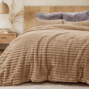 imageSasttie Fluffy Comforter Set TwinTwinXL 2 Pieces  Super Soft ampamp Fuzzy Light Yellow Comforter for Winter Warm Fleece Bedding 1 Luxury Heavy Faux Fur Down Alternative Comforter with 1 Pillow CaseLight Brown