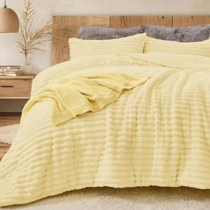 imageSasttie Fluffy Comforter Set TwinTwinXL 2 Pieces  Super Soft ampamp Fuzzy Light Yellow Comforter for Winter Warm Fleece Bedding 1 Luxury Heavy Faux Fur Down Alternative Comforter with 1 Pillow CaseLight Yellow