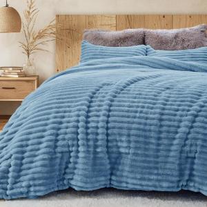 imageSasttie Fluffy Comforter Set TwinTwinXL 2 Pieces  Super Soft ampamp Fuzzy Light Yellow Comforter for Winter Warm Fleece Bedding 1 Luxury Heavy Faux Fur Down Alternative Comforter with 1 Pillow CaseGreyish Blue