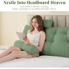 imageSasttie Headboard Pillow Queen Wedge Pillow Headboard for Bed Sitting Up Back Support Pillows for Reading Sitting or Working with Detachable 2 Pack Neck Bloster Pillows Dark GreySage