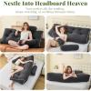 imageSasttie Headboard Pillow Queen Wedge Pillow Headboard for Bed Sitting Up Back Support Pillows for Reading Sitting or Working with Detachable 2 Pack Neck Bloster Pillows Dark GreyBeige