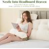 imageSasttie Headboard Pillow Queen Wedge Pillow Headboard for Bed Sitting Up Back Support Pillows for Reading Sitting or Working with Detachable 2 Pack Neck Bloster Pillows Dark GreyCream