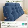 imageSasttie Headboard Pillow Queen Wedge Pillow Headboard for Bed Sitting Up Back Support Pillows for Reading Sitting or Working with Detachable 2 Pack Neck Bloster Pillows Dark GreyBlue