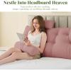 imageSasttie Headboard Pillow Queen Wedge Pillow Headboard for Bed Sitting Up Back Support Pillows for Reading Sitting or Working with Detachable 2 Pack Neck Bloster Pillows Dark GreyPink