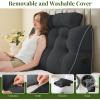 imageSasttie Headboard Pillow Queen Wedge Pillow Headboard for Bed Sitting Up Back Support Pillows for Reading Sitting or Working with Detachable 2 Pack Neck Bloster Pillows Dark GreyDark Grey