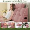 imageSasttie Headboard Pillow Queen Wedge Pillow Headboard for Bed Sitting Up Back Support Pillows for Reading Sitting or Working with Detachable 2 Pack Neck Bloster Pillows Dark GreyPink