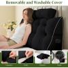 imageSasttie Headboard Pillow Queen Wedge Pillow Headboard for Bed Sitting Up Back Support Pillows for Reading Sitting or Working with Detachable 2 Pack Neck Bloster Pillows Dark GreyBlack