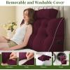 imageSasttie Headboard Pillow Queen Wedge Pillow Headboard for Bed Sitting Up Back Support Pillows for Reading Sitting or Working with Detachable 2 Pack Neck Bloster Pillows Dark GreyWine
