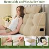 imageSasttie Headboard Pillow Queen Wedge Pillow Headboard for Bed Sitting Up Back Support Pillows for Reading Sitting or Working with Detachable 2 Pack Neck Bloster Pillows Dark GreyBeige
