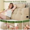 imageSasttie Headboard Pillow Queen Wedge Pillow Headboard for Bed Sitting Up Back Support Pillows for Reading Sitting or Working with Detachable 2 Pack Neck Bloster Pillows Dark GreyBeige