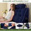 imageSasttie Headboard Pillow Queen Wedge Pillow Headboard for Bed Sitting Up Back Support Pillows for Reading Sitting or Working with Detachable 2 Pack Neck Bloster Pillows Dark GreyNavy