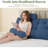 imageSasttie Headboard Pillow Queen Wedge Pillow Headboard for Bed Sitting Up Back Support Pillows for Reading Sitting or Working with Detachable 2 Pack Neck Bloster Pillows Dark GreyBlue