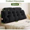 imageSasttie Headboard Pillow Queen Wedge Pillow Headboard for Bed Sitting Up Back Support Pillows for Reading Sitting or Working with Detachable 2 Pack Neck Bloster Pillows Dark GreyBlack