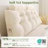imageSasttie Headboard Pillow Queen Wedge Pillow Headboard for Bed Sitting Up Back Support Pillows for Reading Sitting or Working with Detachable 2 Pack Neck Bloster Pillows Dark GreyCream