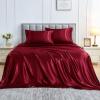 imageSasttie Satin Sheets King 4Piece Red Satin Sheets Set Smooth and UltraSoft Silky King Size Bed Set with 2 Pillowcases RedRed