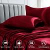 imageSasttie Satin Sheets King 4Piece Red Satin Sheets Set Smooth and UltraSoft Silky King Size Bed Set with 2 Pillowcases RedRed