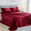 imageSasttie Satin Sheets King 4Piece Red Satin Sheets Set Smooth and UltraSoft Silky King Size Bed Set with 2 Pillowcases RedRed