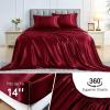 imageSasttie Satin Sheets King 4Piece Red Satin Sheets Set Smooth and UltraSoft Silky King Size Bed Set with 2 Pillowcases RedRed