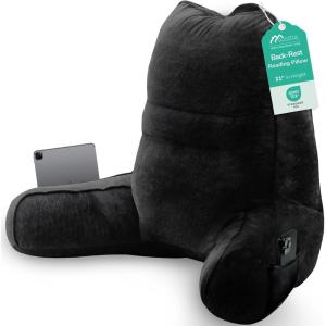 imageSasttie Reading Pillow Pillows for Reading or Relaxing  Ergonomic Support for Head Neck Back and Lumbar 21Inch Dark GreyBlack