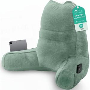 imageSasttie Reading Pillow Pillows for Reading or Relaxing  Ergonomic Support for Head Neck Back and Lumbar 21Inch Dark GreyGreen