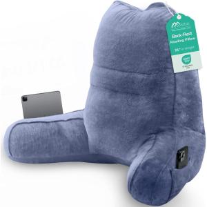 imageSasttie Reading Pillow Pillows for Reading or Relaxing  Ergonomic Support for Head Neck Back and Lumbar 21Inch Dark GreyGreyish Purple